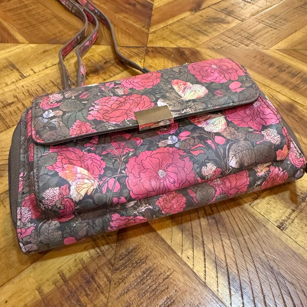 Romantic Floral Save The Girls Touchscreen Phone Crossbody Wallet Purse